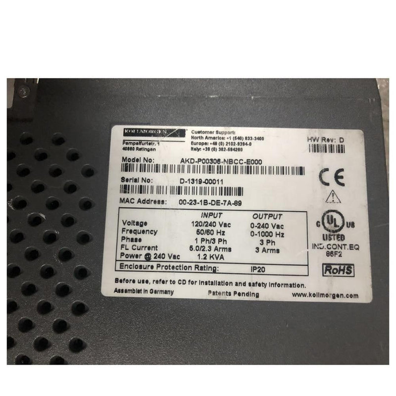 KOLLMORGEN AKD-P00306-NBCC-E000 AC Servo Drive Controller