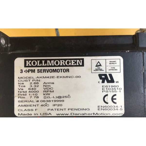 Kollmorgen servo motor AKM42E-EKMNC-00 used in good condition