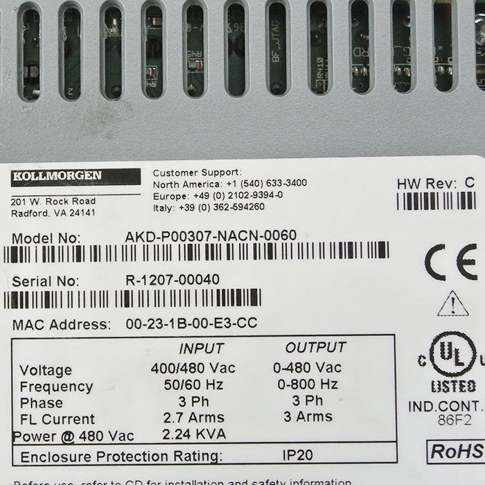Kollmorgen servo drive AKD-P00307-NACN-0060