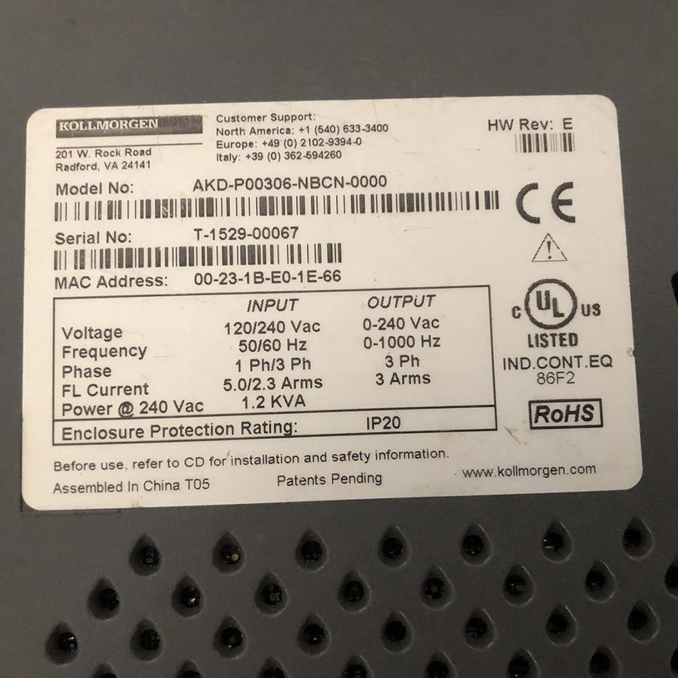 Kollmorgen AKD-P0306-NBCN-0000 Servo Drive