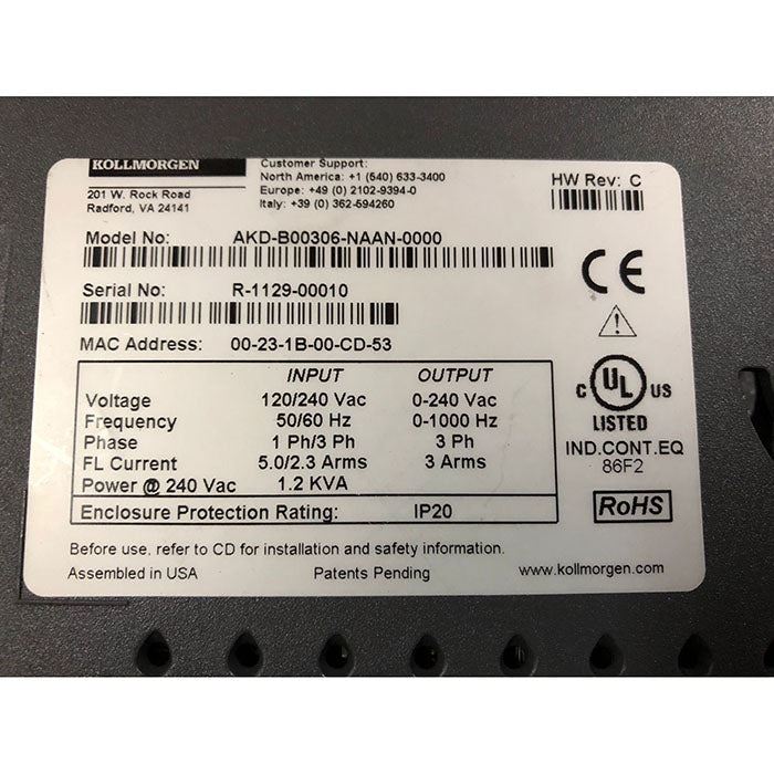 KOLLMORGEN Servo drive AKD-B00306-NAAN-0000