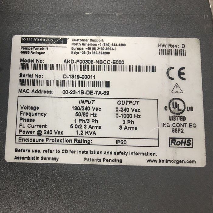 KOLLMORGEN Servo drive AKD-P00306-NBCC-E000