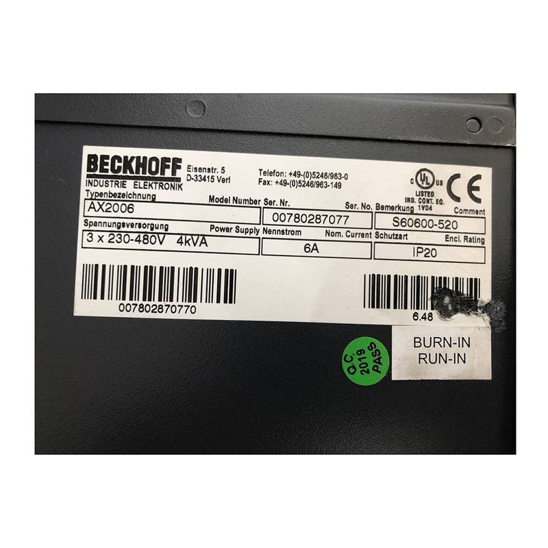 BECKHOFF AX2006 S60600-520 Servo Drive