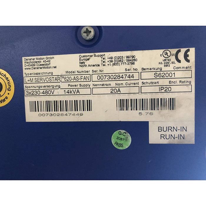 KOLLMORGEN L+M SERVOSTAR 620-AS-FAN S62001 Servo drive