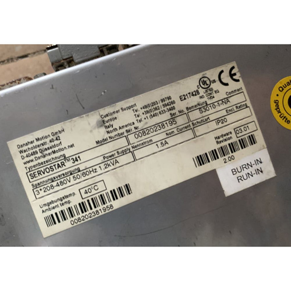 Danaher Motion SERVOSTAR 341 S3010 1-NA Servo Amplifier Kollmorgen