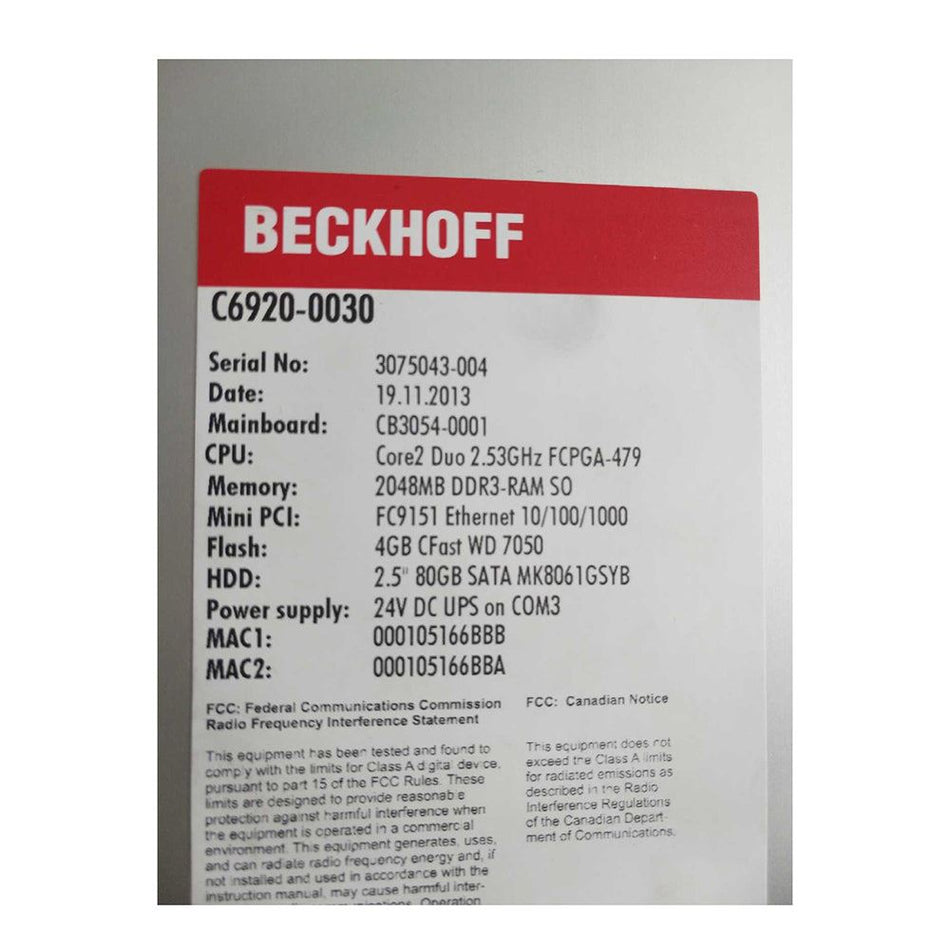 Controlador principal Beckhoff C6920-0030