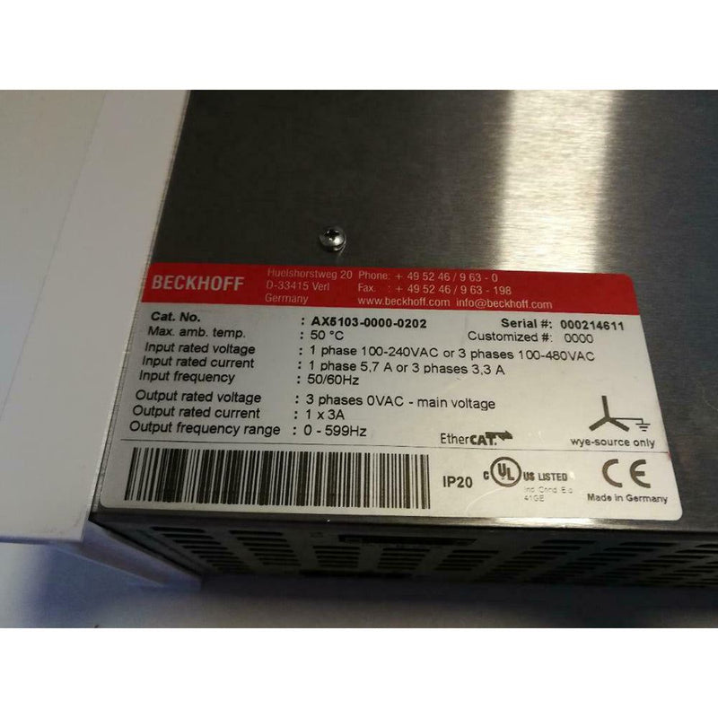 BECKHOFF SERVO DRIVE AX5103-0000-0200