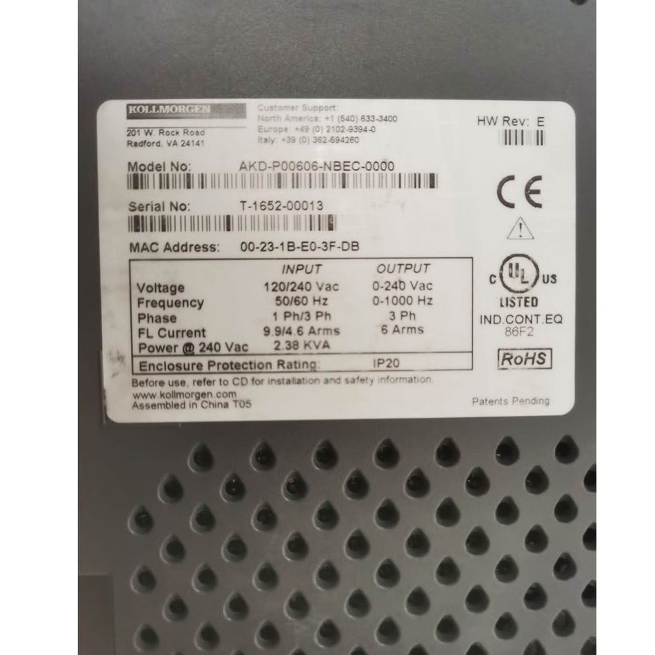 Kollmorgen AKD-P00606-NBEC-0000 AC Servo Drive