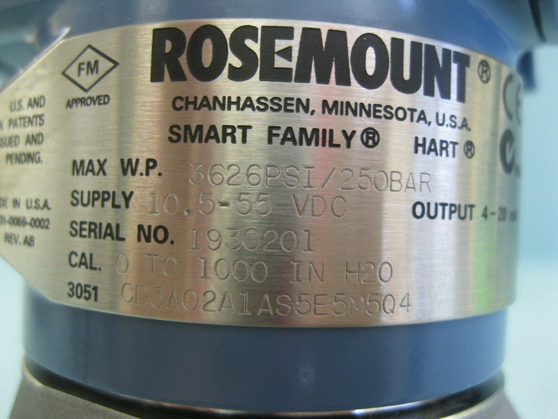 rosemount 3051 CD 3A 02A1AS5KDM5Q4C1  used