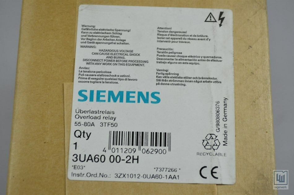 西门子SIEMENS 3UA6000-2H 全新