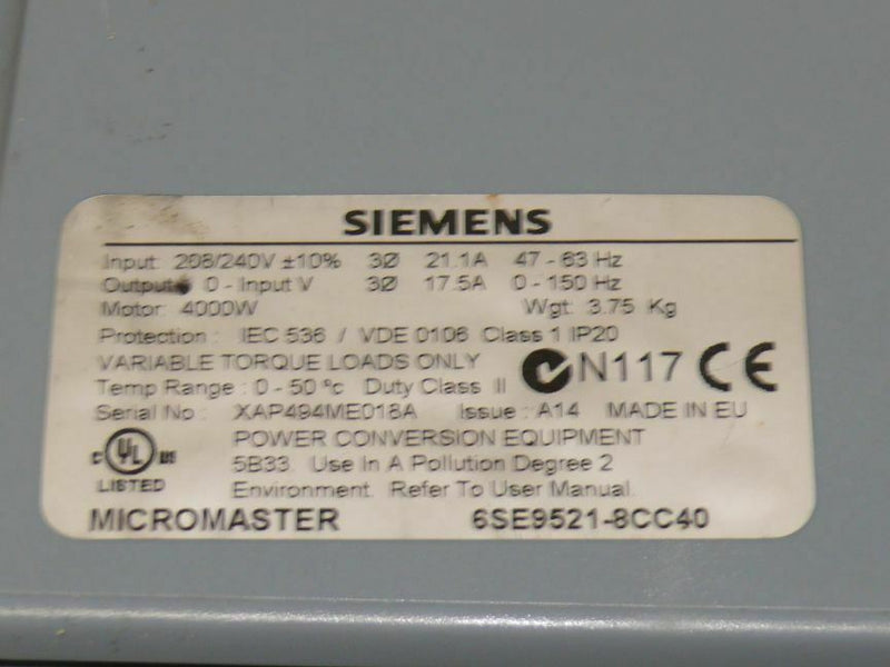 SIEMENS 6SE9521-8CC40