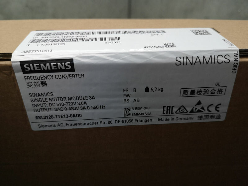 SIEMENS 6SL3120-1TE13-0AD0