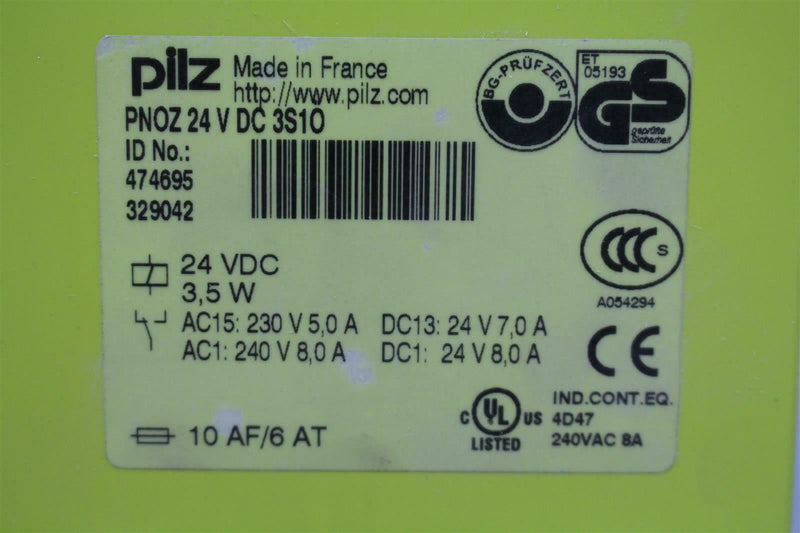 PILZ Pnoz 24 V Dc 3s10