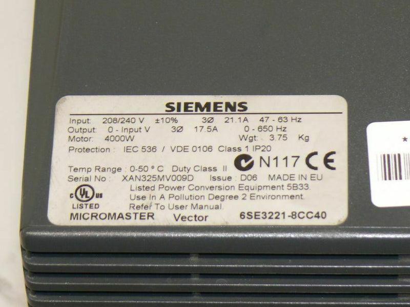 SIEMENS 6SE3221-8CC40