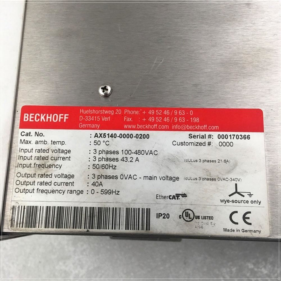 BECKHOFF AX5140-0000-0200 交流伺服驱动放大器控制器