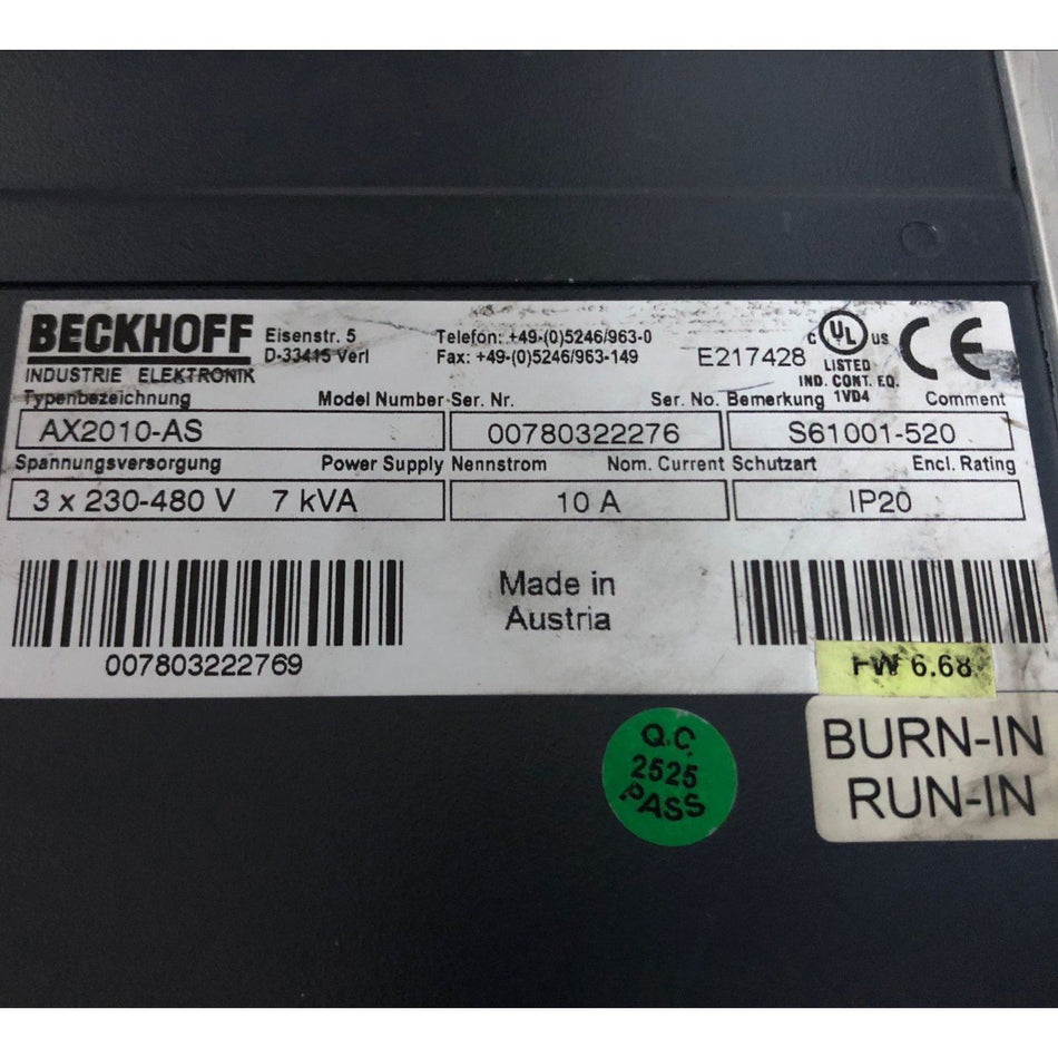 Servodrive Beckhoff AX2010-AS S61001-520