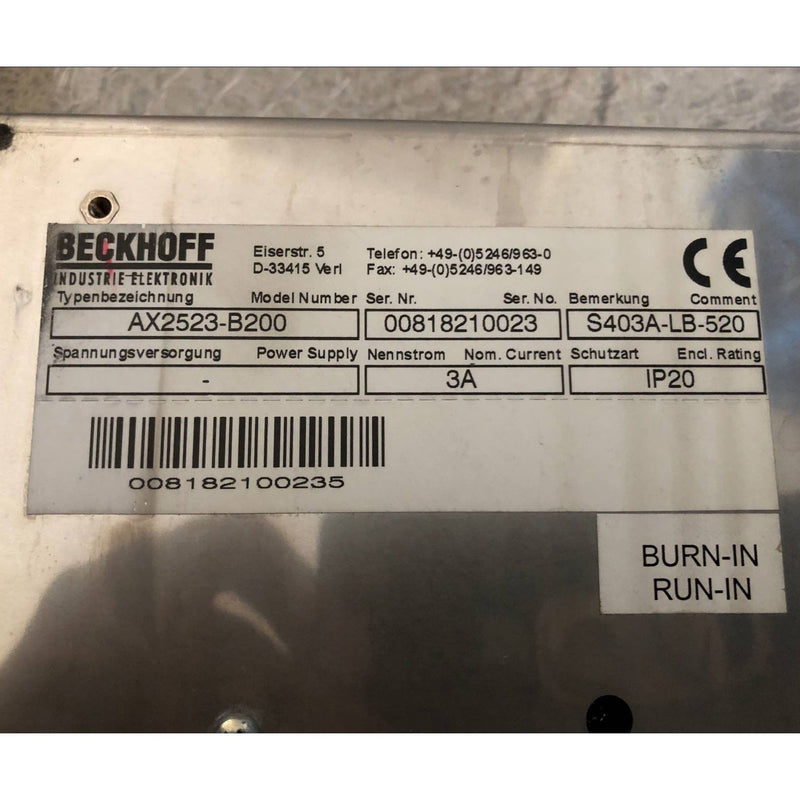 Beckhoff AX2523-B200 S403A-LB-520 Servo Drive