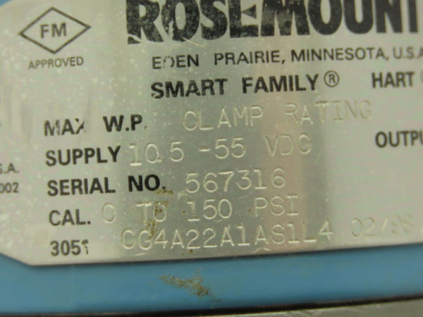 rosemount 3051CG4A22A1AS1L4 used