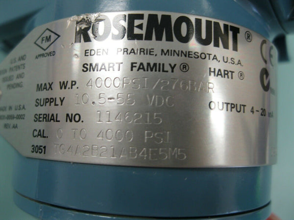 rosemount 3051 TG 4A 2B21AB4E5M5 used