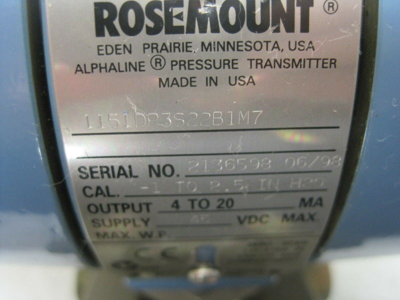 ROSEMOUNT 1151DP3S22B1M7 USED