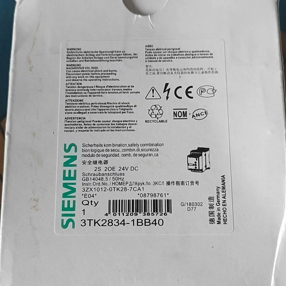 1PC New IN BOX Siemens Safety Relay 3TK2834-1BB40 24VDC SPOT STOCK#XR