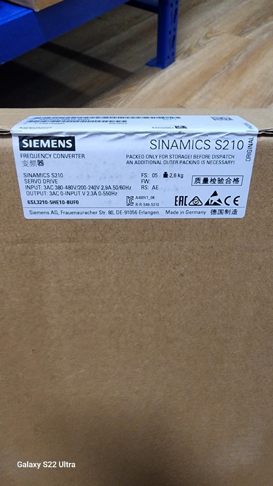 1 peça Novo Siemens SINAMICS S210 6SL3210-5HE10-8UF0 6SL3 210-5HE10-8UF0