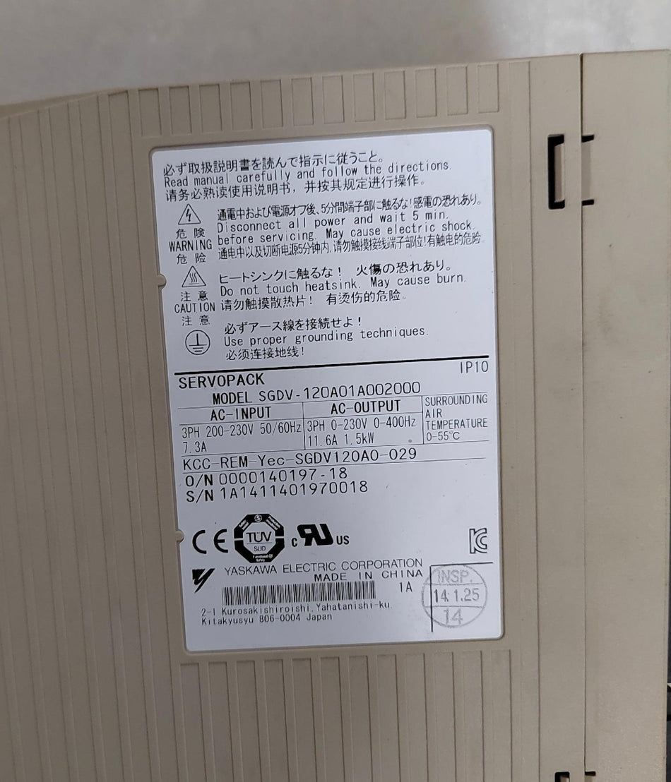 1PC FOR Yaskawa SGDV-120A01A Used mx1