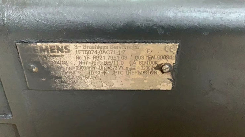 SIEMENS PERMANENT MAGNET SERVO MOTOR 1 FT5074-0AC71-1-Z ROD 320,005 2500