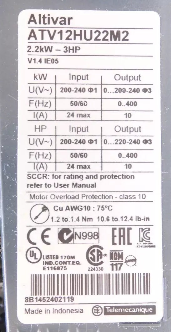 1PC FOR Schneider ATV12HU22M2 Used mx1