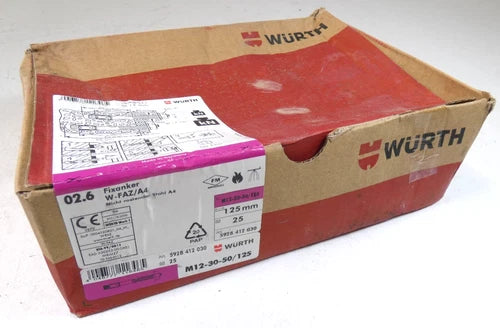 25 St¨¹ck W?RTH Fixanker W-FAZ Edelstahl A4 | 30-50-M12X125 | OVP