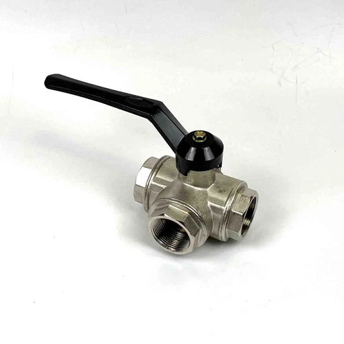 3-Wege-Kugelhahn Absperrventil TVL Italy 1 1/4" IG/IG/IG mit Hebelgriff , unused