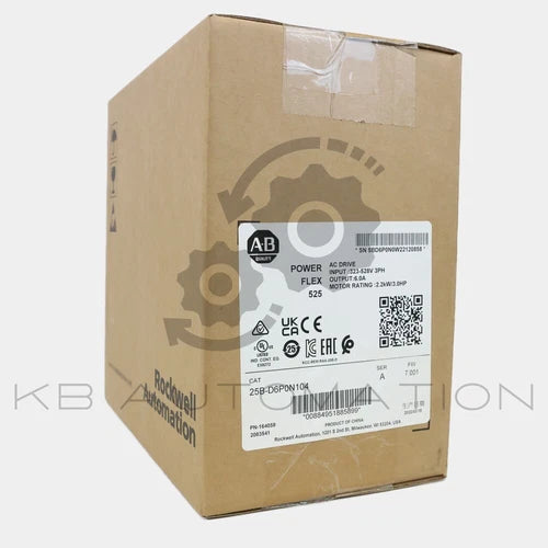25B-D6P0N104 Inversor de frequência Allen-Bradley PowerFlex 525 CA, 3F 380-480 V, 6 A, 2,2 kW (3 HP)