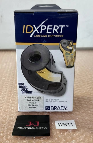 (1) FACTORY NEW- Brady IDXPERT X-21-498 Repos Vinyl Cloth Black On White