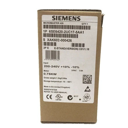 New Siemens MICROMASTER420 without filter 6SE6420-2UC17-5AA1 6SE6 420-2UC17-5AA1