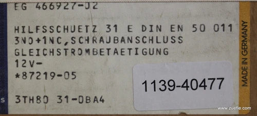 SIEMENS Hilfssch¨¹tz control relay 3TH8031-OBA4 Us = 12VDC 3NO