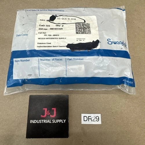 (2) NEW SEALED- Swagelok SS-QC8-B-810 Stainless Steel Quick Connect || WARRANTY!