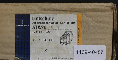 SIEMENS Luftsch¨¹tz air-break contactor 3TA2010-0BM Us=220VDC 1S 1NO 1F 4kW