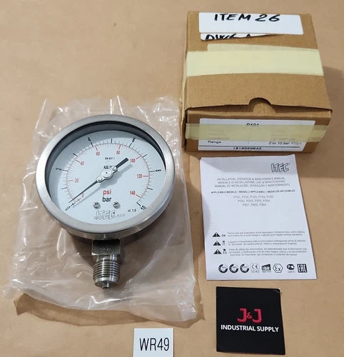 *BRAND NEW* ITEC P101 Stainless Steel Pressure Gauge 1/2" 100mm 10Bar + Warranty