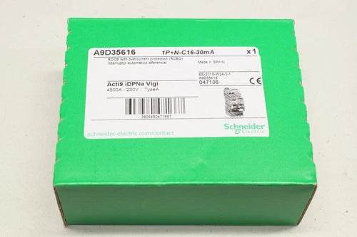 Schneider Electric A9D35616 1P+N-C16-30mA Acti9 Circuit Breaker Original Box