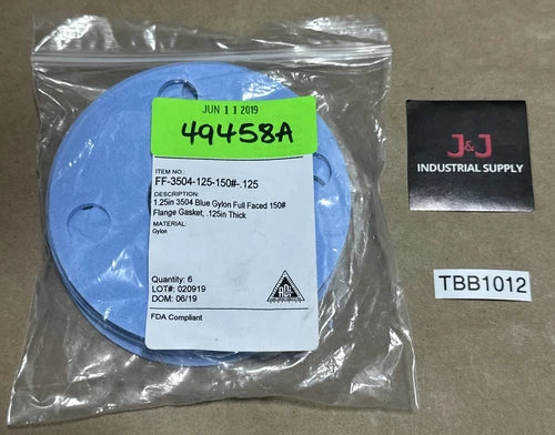 (6) Garlock FF-3504-125-150#-.125 1.25¡± 3504 Gylon Full Faced Flange Gasket ????