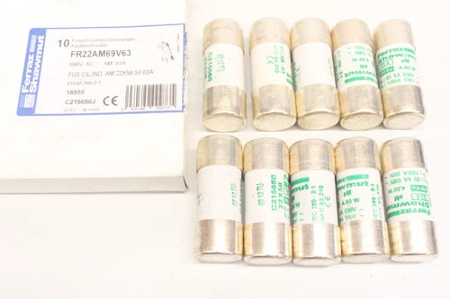 10x FERRAZ SHAWMUT FR22AM69V63 690V AC AM 63A 22x58 Sicherung 保险丝