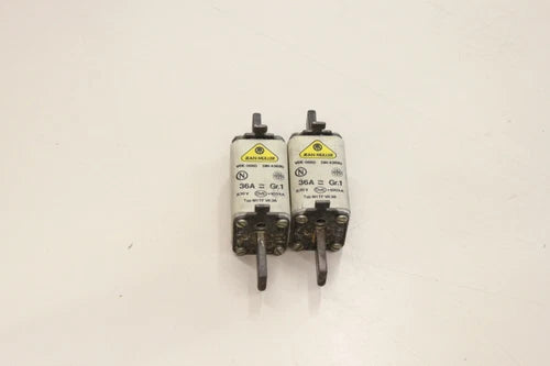 2x JEAN M?LLER M1TF VK36 NH1 GR1 36A 500V 100KA NH Sicherung M1TFVK36 NEU