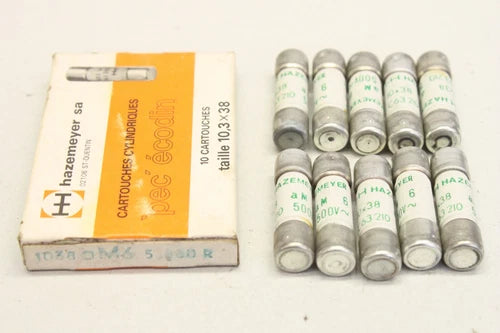 10x HAZEMEYER C63210 10,3X38 500V Sicherung CArtouches Cylindriques C63210 OVP