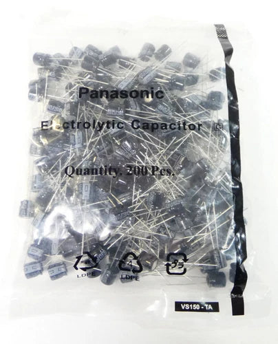 200 x Condensador Panasonic | Condensador elétrico | 47 ?F | 25V | Elko radial