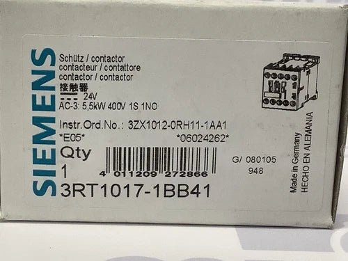 3RT10171BB41    -  SIEMENS -   3RT1017-1BB41     Lot de 3 contacteurs    NEUF