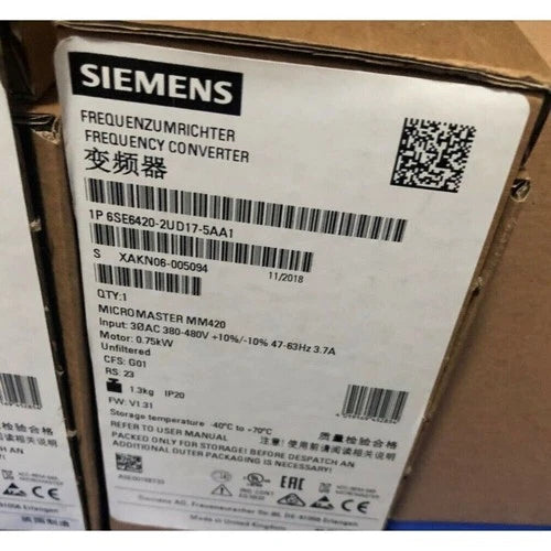 New Siemens 6SE6420-2UD17-5AA1 6SE64202UD175AA1 MICROMASTER420 without filter