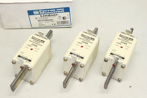 3x FERRAZ SHAWMUT NH1 Sicherungseinsatz Lindner 224A 500V 120kA  NH1GG50V224 OVP
