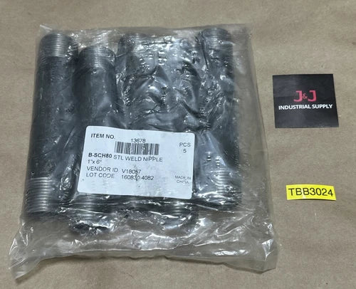 (5) NEW SEALED- Schedule 80 B-SCH80 Steel Weld Nipple 1¡±x6¡± 13678 || WARRANTY!
