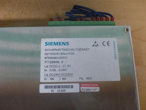Siemens G21003-B1300-H100 6FM8090-0AS01 safety switchgear used see pictures