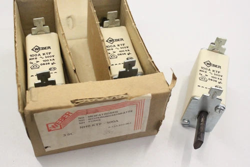 3x WEBER NH0 100A 500V NH Sicherungseinsatz NH0KTF-100A NEU